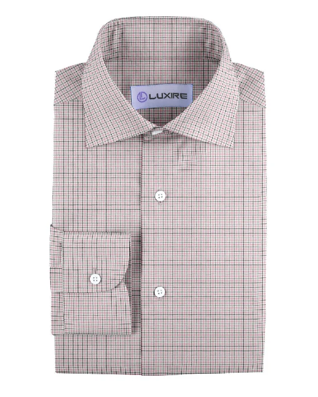 Men's overdyed shirts-Pink Black Tattersall Checks on White