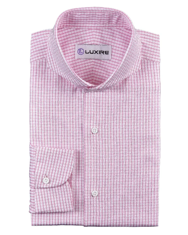 Men's trail-worn shirts-Pink on White Checks