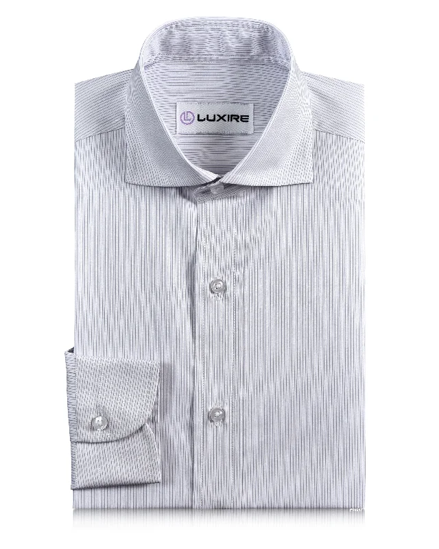 Men's off-grid shirts-A Touch of Silk: Purple Pin Stripes With White: Natural Wrinkle Free