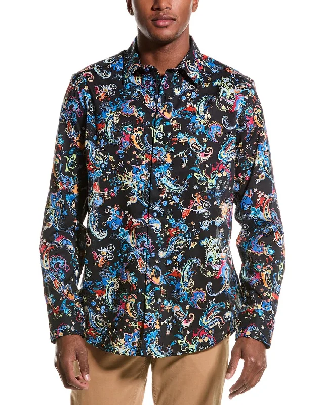 Men's downtime shirts-Robert Graham Electric Reef Classic Fit Woven Shirt