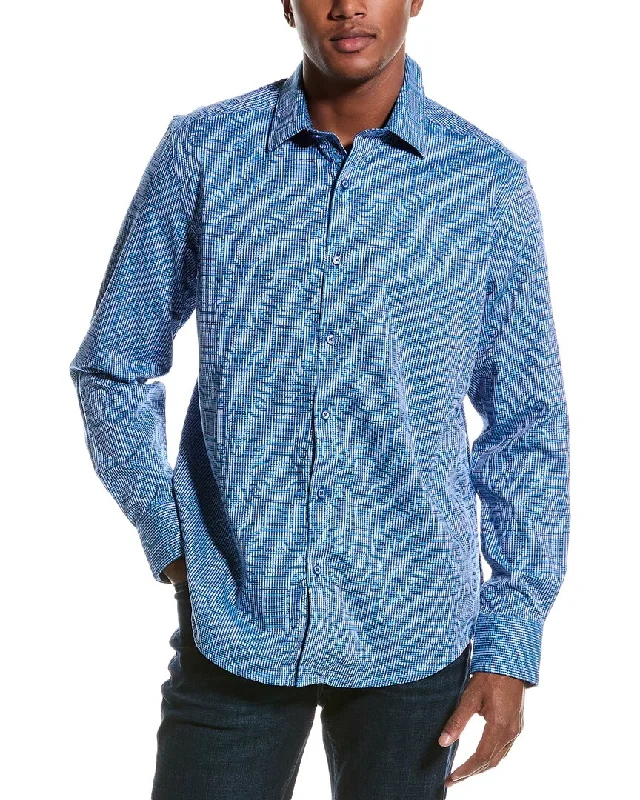 Men's white-collar shirts-Robert Graham Voyage Classic Fit Woven Shirt