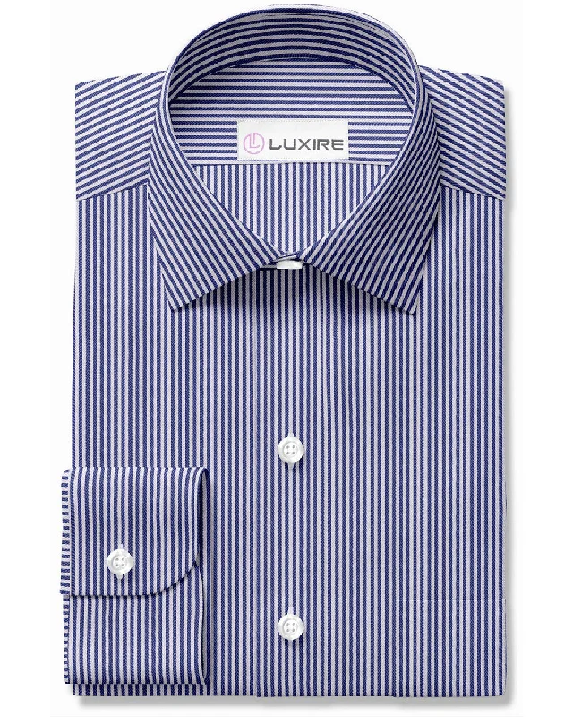 Men's cool-tone shirts-Dark Navy Blue Rope Stripes