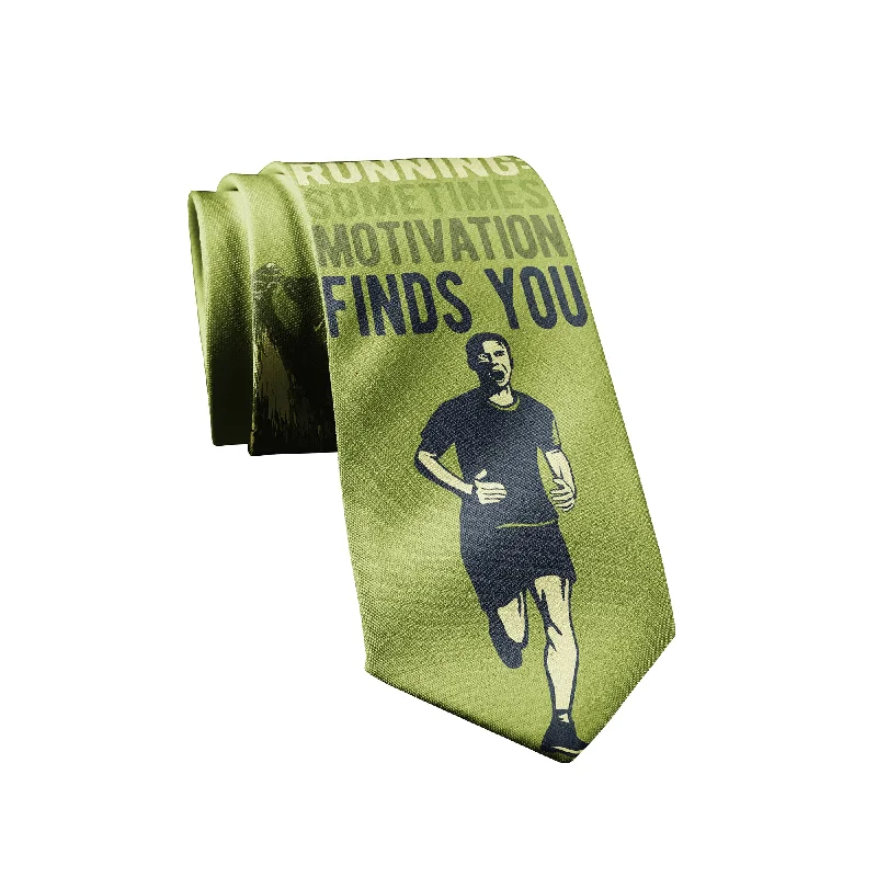 modern short sleeve shirts for fashion-conscious men -Running Sometimes Motivation Find You Necktie Funny Bear Chase Sarcastic Camping Graphic Tie