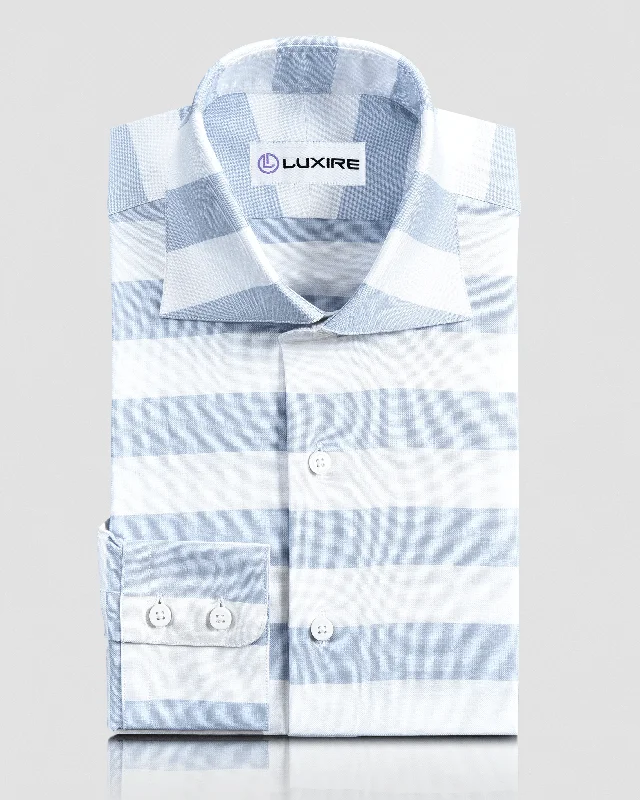 Men's oasis shirts-Blue White Horizontal Stripes