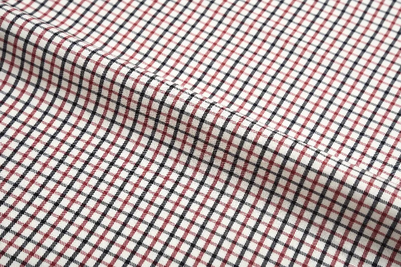 Men's downtime shirts-Black Red in Ecru Checks