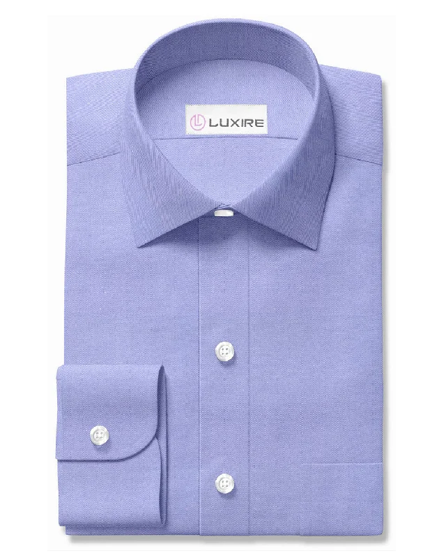 Men's glow shirts-Sapphire Blue Herringbone