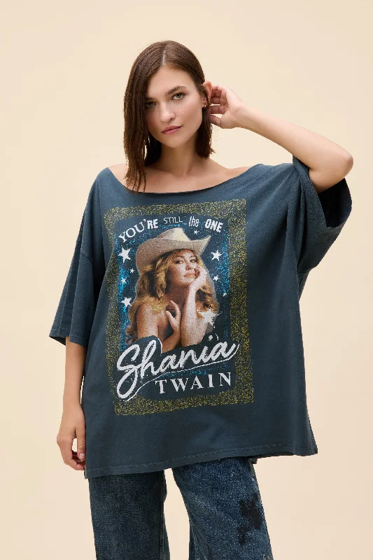 men’s classic short sleeve button-up shirts -Shania Twain Still The One Off-The-Shoulder OS Tee