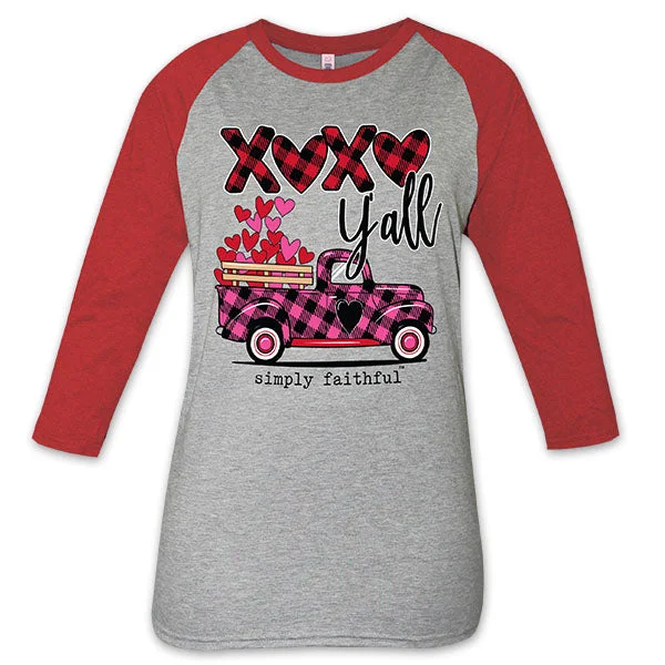 men’s classic short sleeve shirts for spring and summer -SALE Simply Faithful By Simply Southern XOXO Yall Valentine's Day Truck Long Sleeve T-Shirt