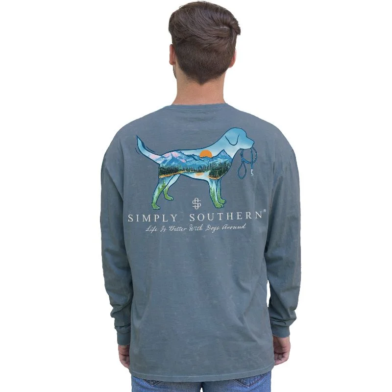 men’s short sleeve shirts with vibrant prints -Simply Southern Better Dog Bluestone Unisex Long Sleeve T-Shirt