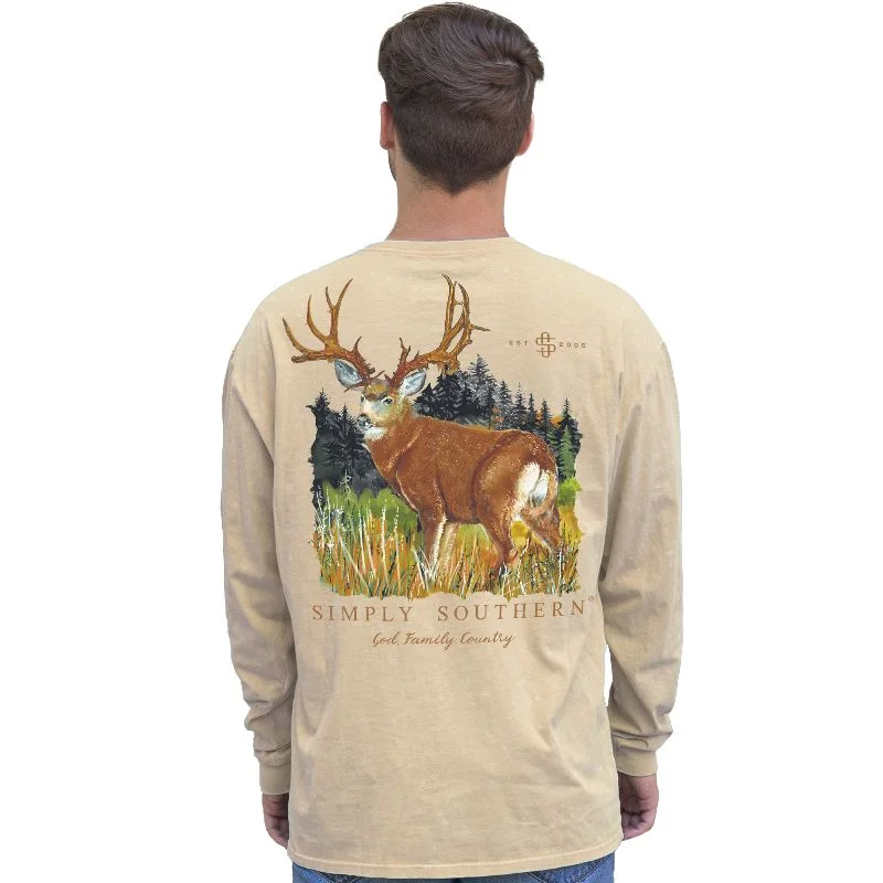 lightweight and breathable summer short sleeve shirts -SALE Simply Southern Country Deer Sand Unisex Long Sleeve T-Shirt