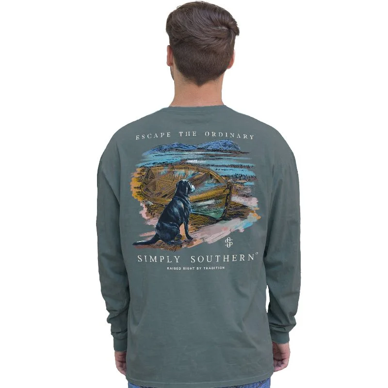 comfortable and lightweight short sleeve shirts for men -SALE Simply Southern Dog Lake Storm Unisex Long Sleeve T-Shirt