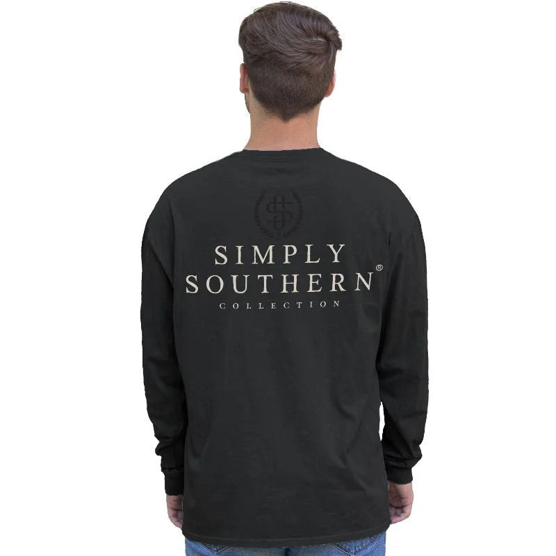 men’s short sleeve shirts with sporty designs -SALE Simply Southern Logo Obsidian Unisex Long Sleeve T-Shirt