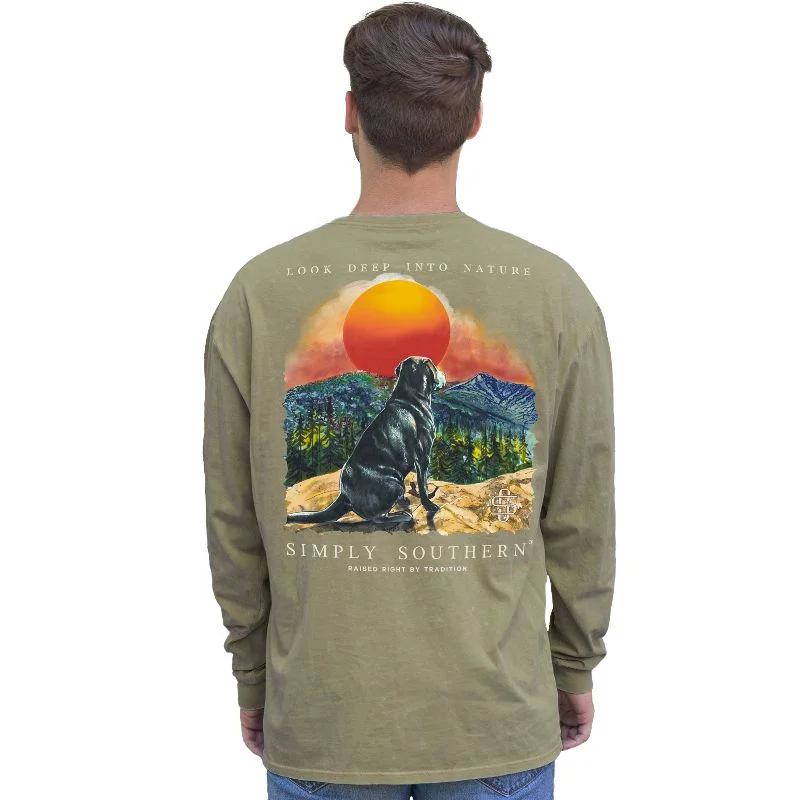 breathable short sleeve shirts for outdoor sports -SALE Simply Southern Nature Dog Olive Unisex Long Sleeve T-Shirt