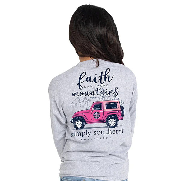 men’s classic short sleeve shirts for spring and summer -SALE Simply Southern Preppy Faith Move Mountains Long Sleeve T-Shirt