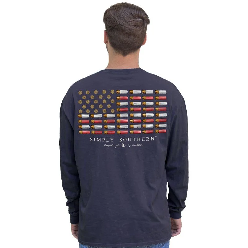 men’s trendy short sleeve shirts for active wear -SALE Simply Southern USA Flag Raven Unisex Long Sleeve T-Shirt