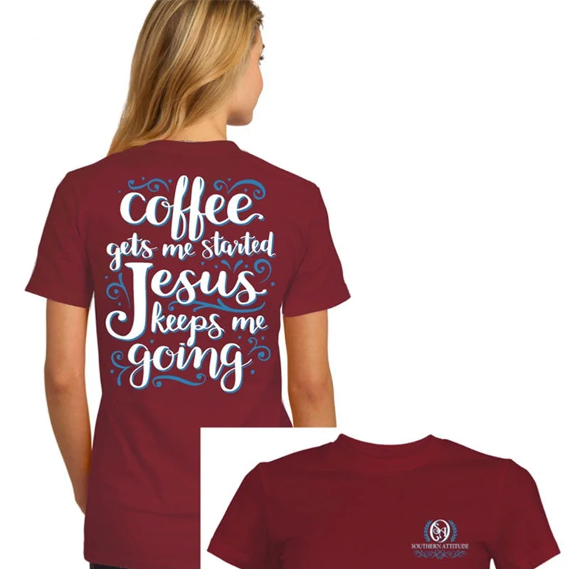 stylish and simple short sleeve t-shirts for men -Southern Attitude Preppy Coffee Jesus T-Shirt