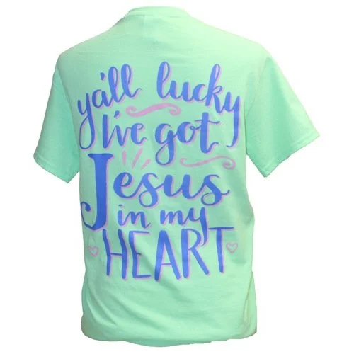 stylish and comfortable short sleeve shirts for men -Southern Attitude Preppy Jesus In My Heart T-Shirt