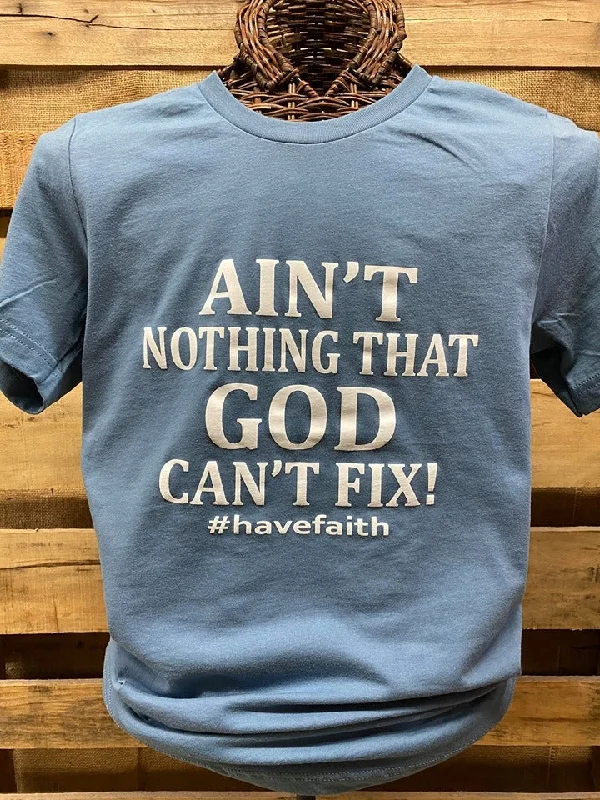 stylish short sleeve shirts for weekend trips -Southern Chics Apparel Ain't Nothing that God Can't Fix #HaveFaith Canvas Bright T Shirt