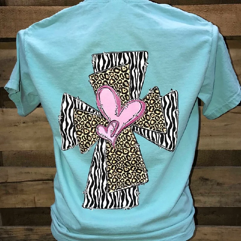 trendy short sleeve shirts for sports activities -Southern Chics Apparel Heart Cross Leopard Zebra Comfort Colors Girlie Bright T Shirt