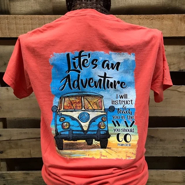 men’s slim fit short sleeve t-shirts -Southern Chics Life is an Adventure Christian Comfort Colors Girlie Bright T Shirt