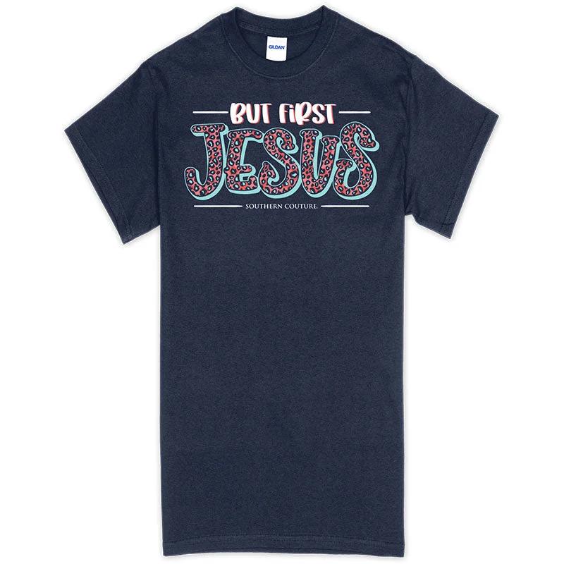 modern short sleeve t-shirts for stylish men -Southern Couture But First Jesus Classic T-Shirt