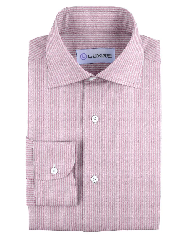 Men's coal shirts-Summer Shirt in Pink White Pin Stripes Seersucker