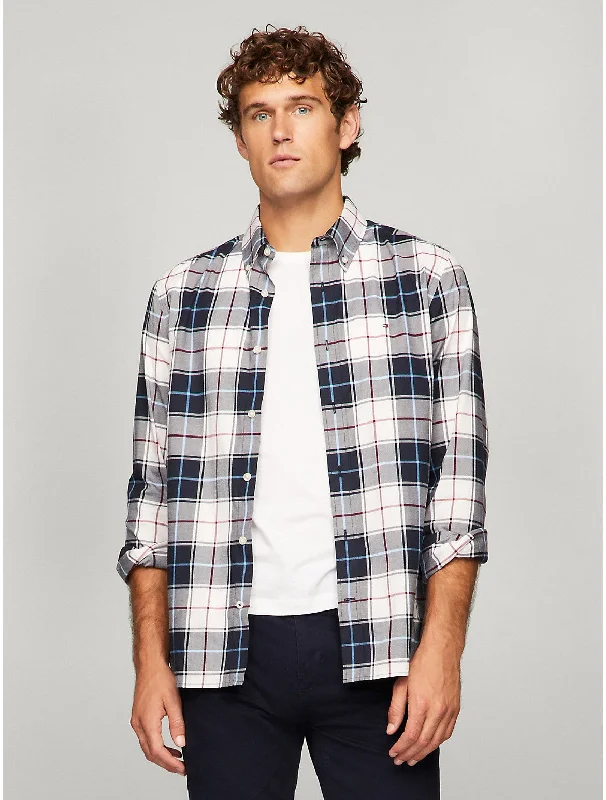 Men's jungle shirts-Tommy Hilfiger Men's Regular Fit Plaid Poplin Shirt