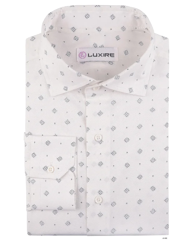 Men's grassland shirts-Luxire Presto: Monti White Block Print