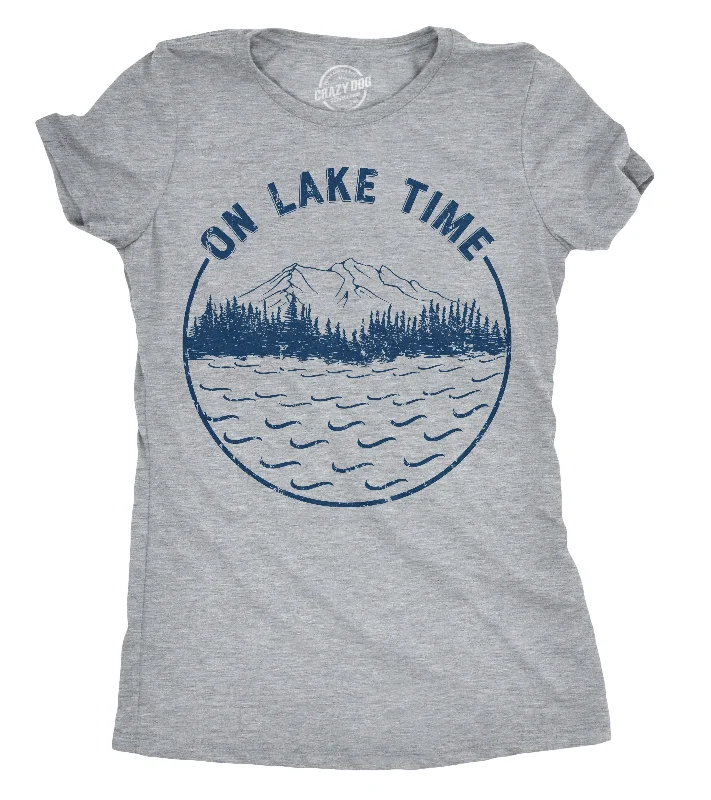 comfortable short sleeve shirts with a modern fit -Womens On Lake Time Tshirt Funny Summer Vacation Outdoors Tee For Ladies