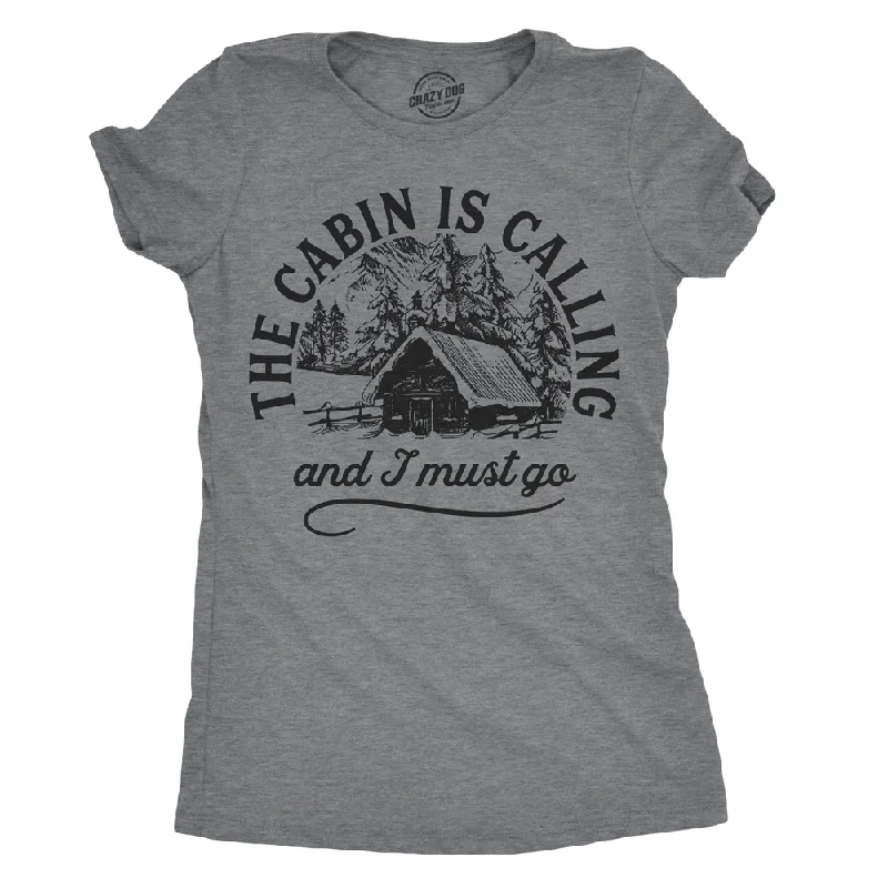 stylish short sleeve t-shirts for sports events -Womens The Cabin Is Calling And I Must Go Tshirt Cute Outdoors Camping Tee For Ladies