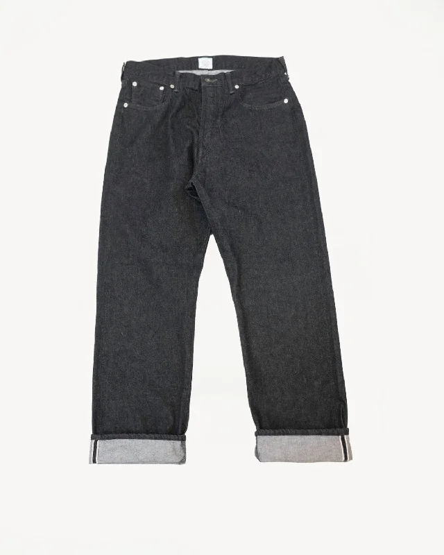 Men's pants for trail days-1382-12DB - No. 1 Five Pocket Selvedge Denim - Black