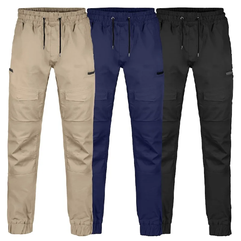 Men's pants with crisp tailoring-BAD SAVIOUR™ CUFFED ELASTIC WAIST WORK PANTS