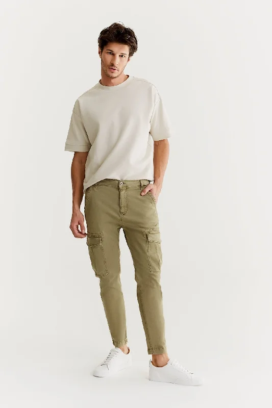 Men's pants bamboo fabric-Matt Cargo Pants Light Khaki