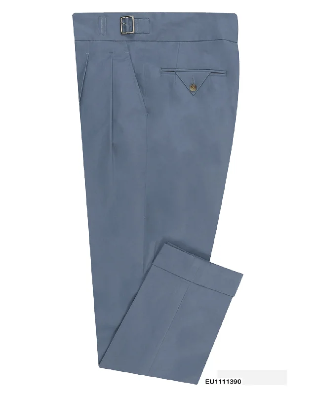 Men's pants with zigzag prints-Gurkha Pant in Soft Blue Grey Stretch Twill Pants