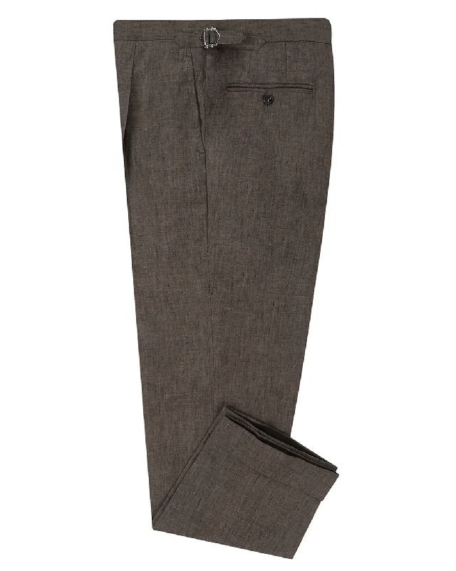 Men's pants with classic comfort-Drab Brown Linen Dress Pant