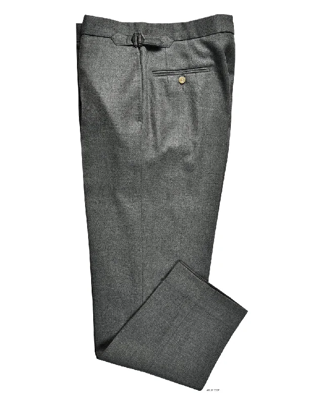 Men's pants for slow design-Dugdale Ash Grey Wool Flannel Dress Pant