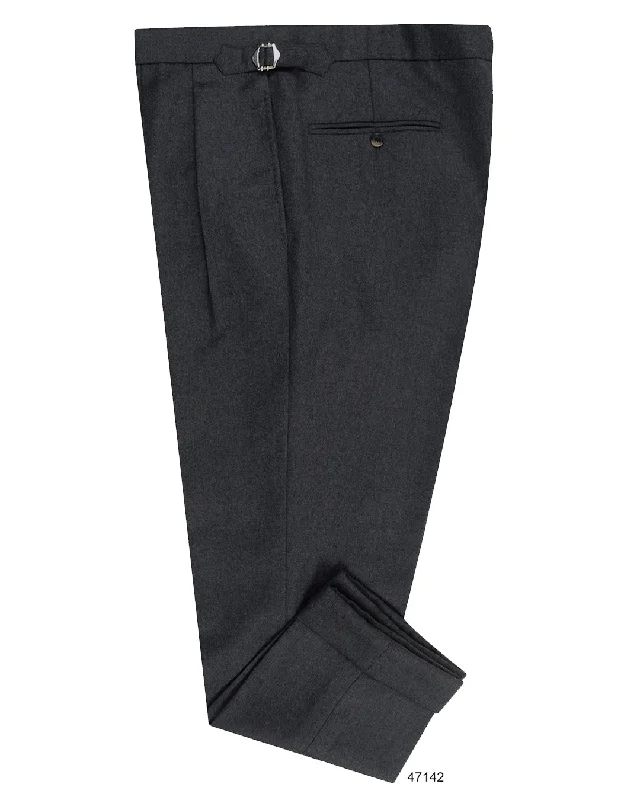 Men's pants for climbing-Dugdale Dark Grey Wool Flannel High Waisted Pant