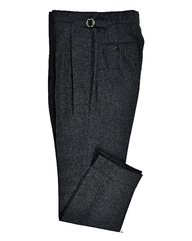 Men's pants with casual fit-Dugdale Grey Wool Flannel Dress Pant