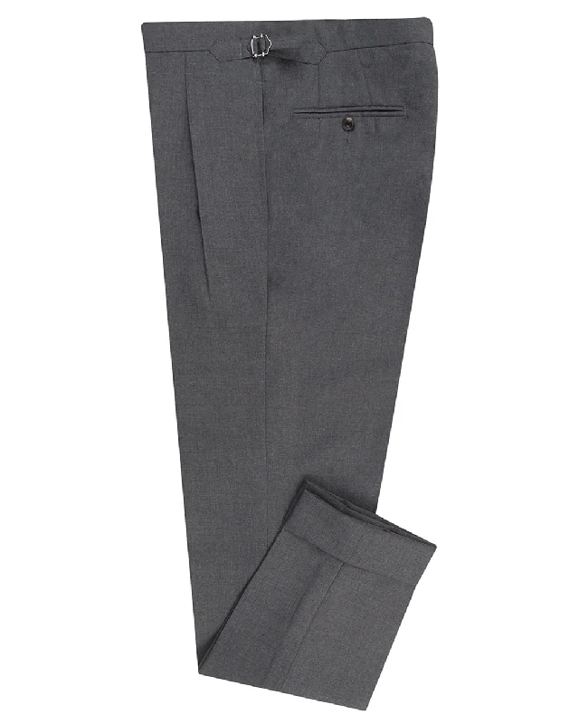 Men's pants with zip pockets-Dugdale New Fine Worsted Tropical Wool - Grey High Waisted Pant