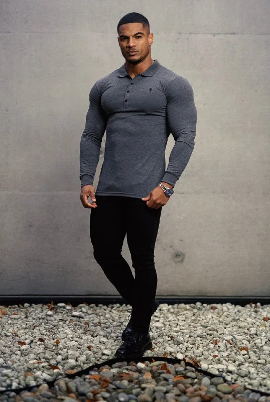 comfortable short sleeve shirts for vacation wear -Father Sons Classic Dark Grey Long Sleeve Polo Shirt FSH037