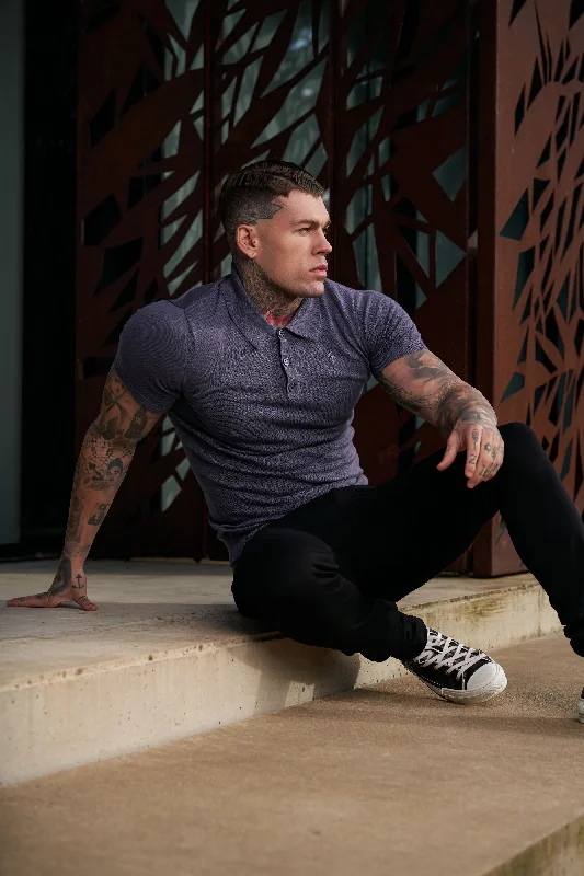 men’s affordable short sleeve shirts with bold prints -Father Sons Classic Gunmetal Knitted Polo Jumper Short Sleeve With Tonal FS Embroidery- FSN145