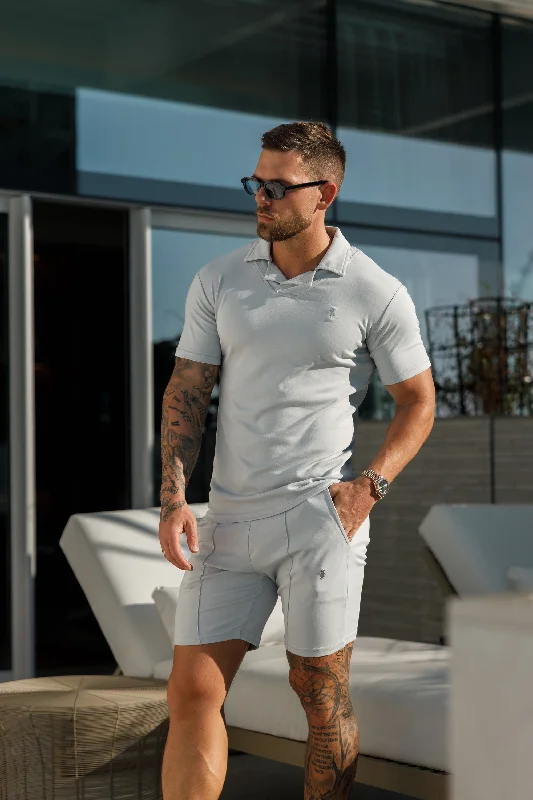 high-quality short sleeve shirts for everyday wear -Father Sons Classic Light Grey Polo Shirt With Revere Collar - FSH1063