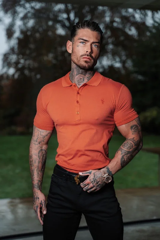 affordable short sleeve shirts for all-day wear -Father Sons Classic Rust Polo Shirt with Tonal Button and Embroidery - FSH912