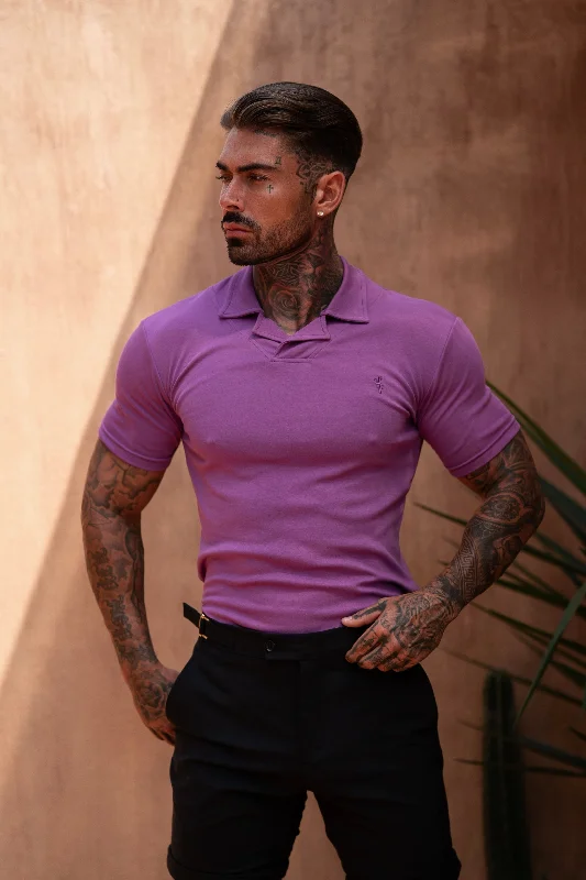 men’s fashionable short sleeve shirts for outdoor events -FS Classic Polo With Revere Collar Light Purple - FSH1120