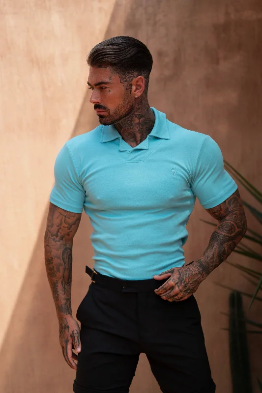 modern short sleeve shirts for fashion-conscious men -FS Classic Polo With Revere Collar Turquoise - FSH1121