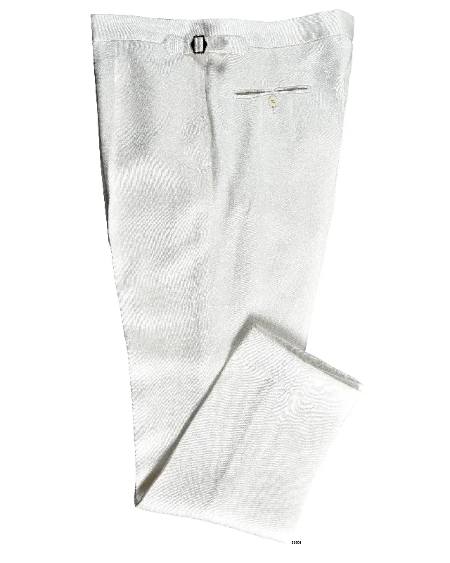 Men's pants with dense fabric-Cream Linen Sateen Pant