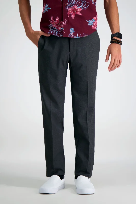 Men's pants with bright cut-HAGGAR JMH PREMIUM SLIM DRESS PANT- BLACK & CHARCOAL