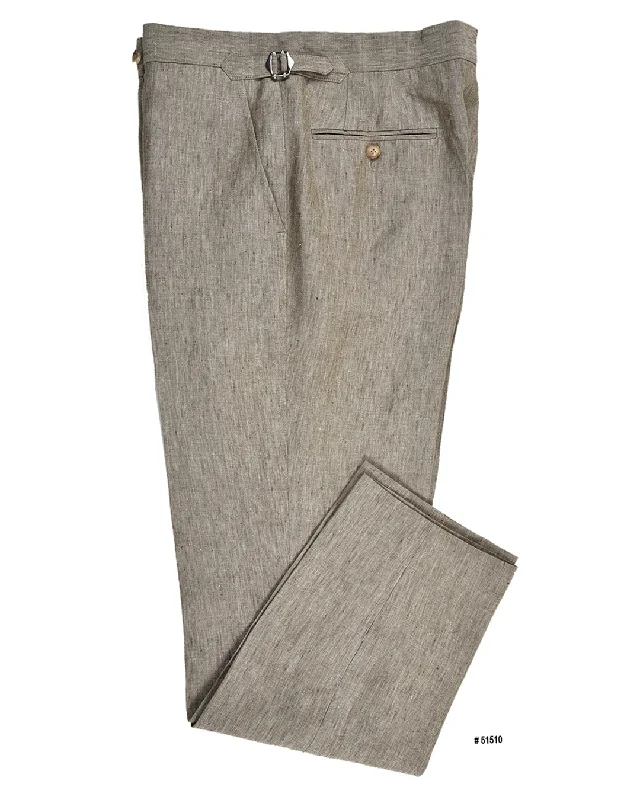 Men's pants high-end label-Light Olive Linen Dress Pant