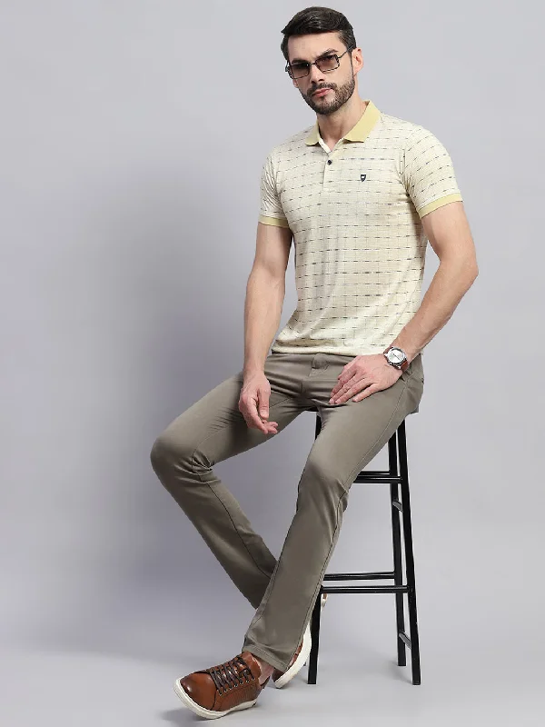 high-quality short sleeve shirts for all occasions -Men Yellow Printed Collar Half Sleeve T-Shirt