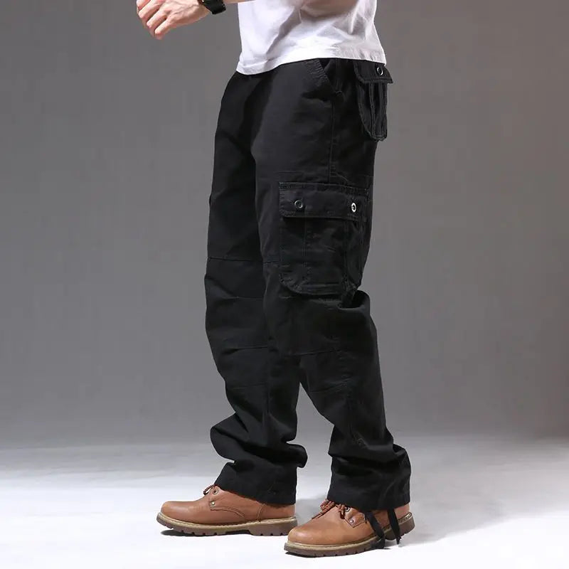 Men's pants for tough fit-Men's Cotton Mid Waist Zipper Fly Closure Solid Pattern Trousers